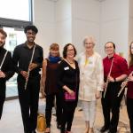 The evenings flute quartet with Flute Professor Katherine Borst Jones (in white) and guests