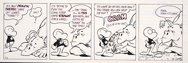 A "Thorn" comic strip from the Billy Ireland Cartoon Library & Museum's Jeff Smith Collection.